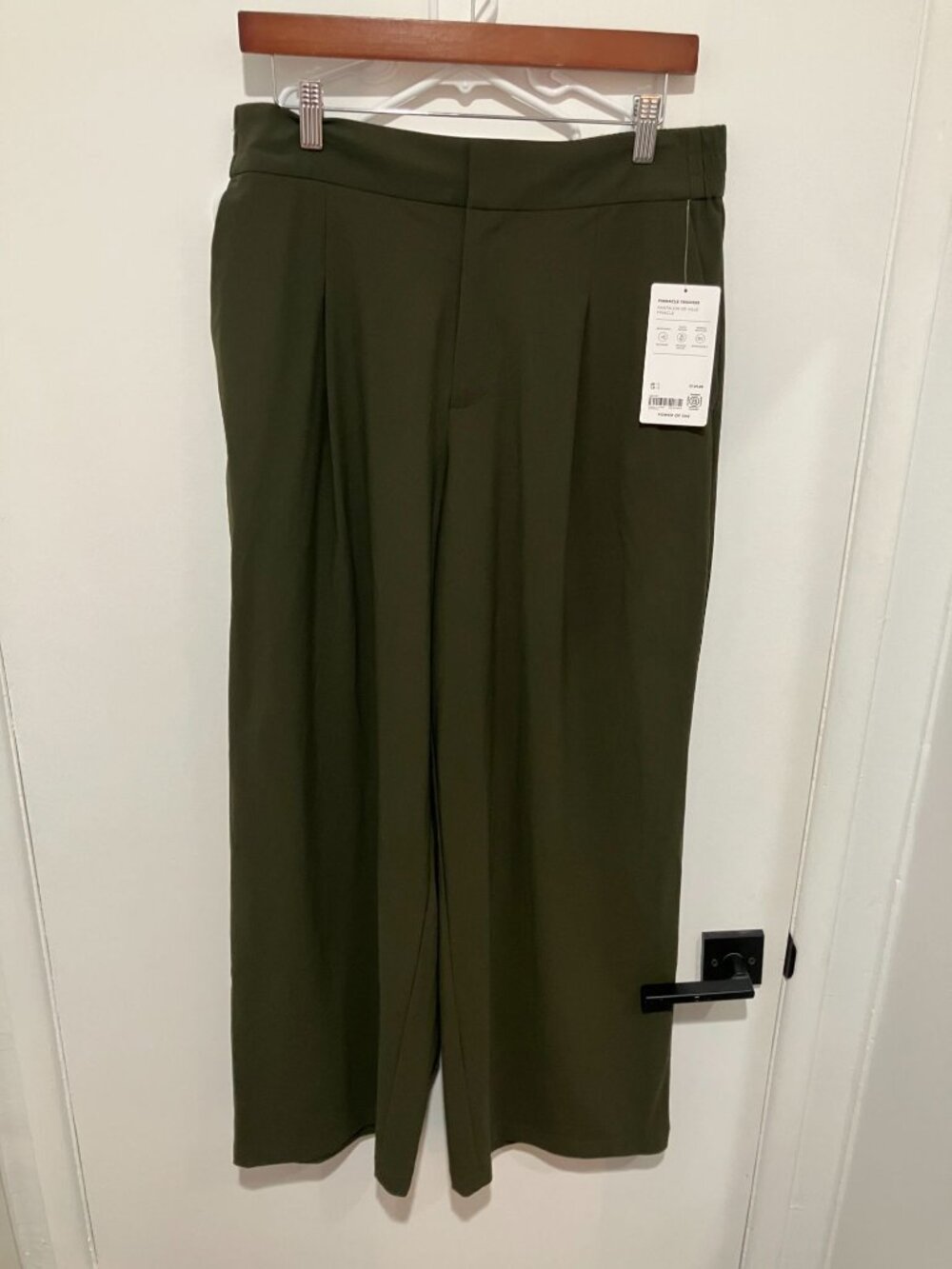 Athleta Pinnacle High Rise Trouser Pleated Wide Leg Pants Olive Branch NWT 12